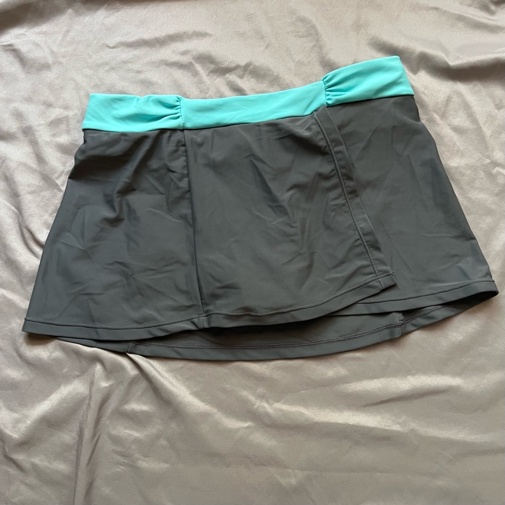 Free Country Sporty Swim Skirt S (4/6) Cyan and Grey